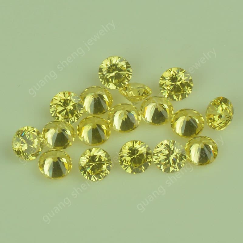 Wholesale Small Round Golden Artificial Zircon Gemstones, Colored Zirconia Loose Stone Accessories, Yellow Stones for Inlaying