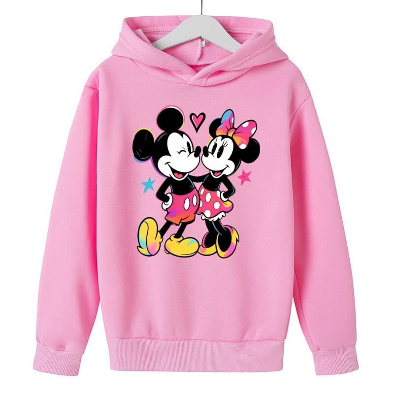 Rainbow Gradient Mickey and Minnie Kidsren's Sweatshirt Disney Couple Cartoon Print for Boys and Girls Spring and Autumn Style