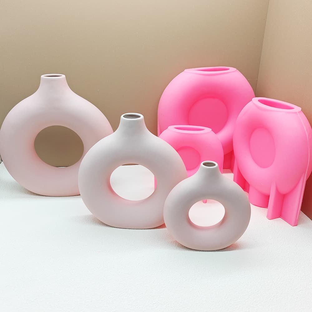 Nordic Vase Circle Silicone Mold Ins Decoration Creative Small Mouth Donut Vase Mold Cross-Border Hot Sale