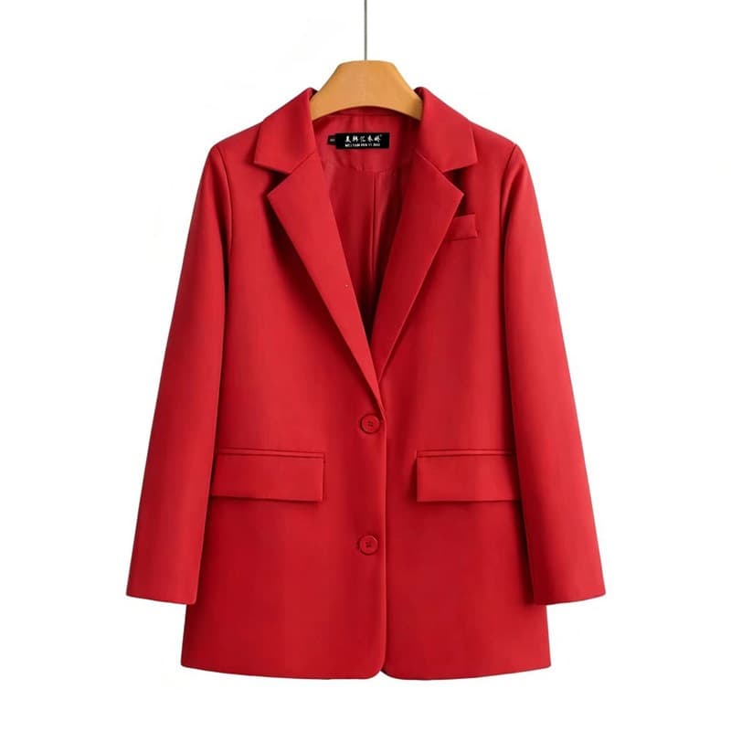 2026 Spring and Autumn Red Small Suit Jacket Women's Korean Style British Style Internet Celebrity Design Suit Women's Lady's Temperament