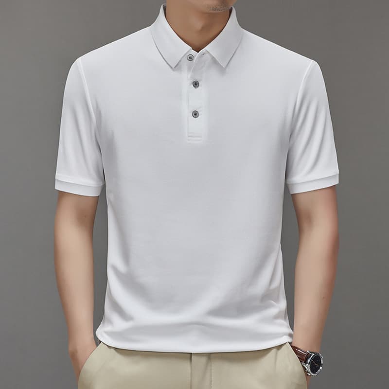 Quick-Dry Breathable Short-Sleeve T-Shirt for Men, Turn-Down Collar Casual Solid Color Wrinkle-Resistant No-Iron Thin Men's Polo Shirt Wholesale