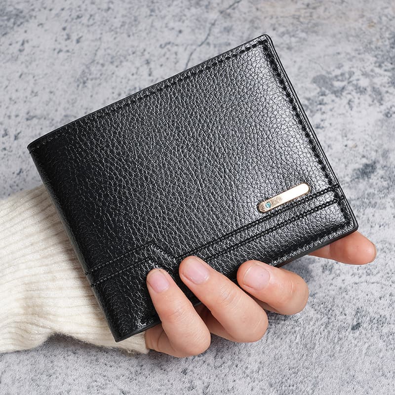 New Men's Wallet Short Style Fashion Casual Litchi Pattern Soft Leather Multi-Card Slot Large Capacity Small Wallet