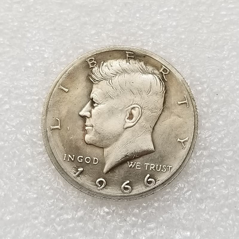 Antique Craft 1966 USA Coin - Brass Silver-plated Kennedy Half Dollar #T2023