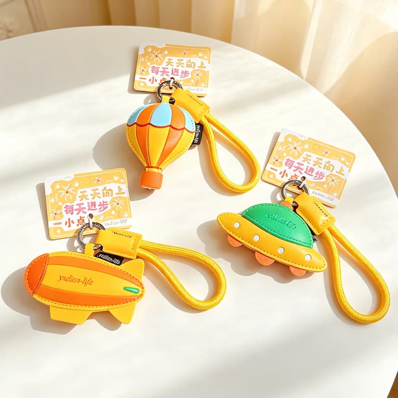 2026 New Keychain Hot Air Balloon Leather Bestie Bag Pendant Doll Keychain Stall Small Commodity Wholesale