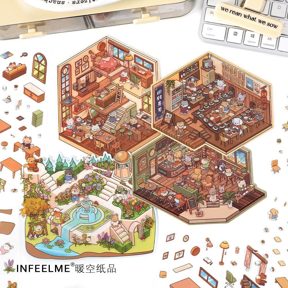 Jilu Infeel.Me Is Open Today, the Second Batch of 3D Stereo Scenery Stickers for Journaling and Scene Decoration