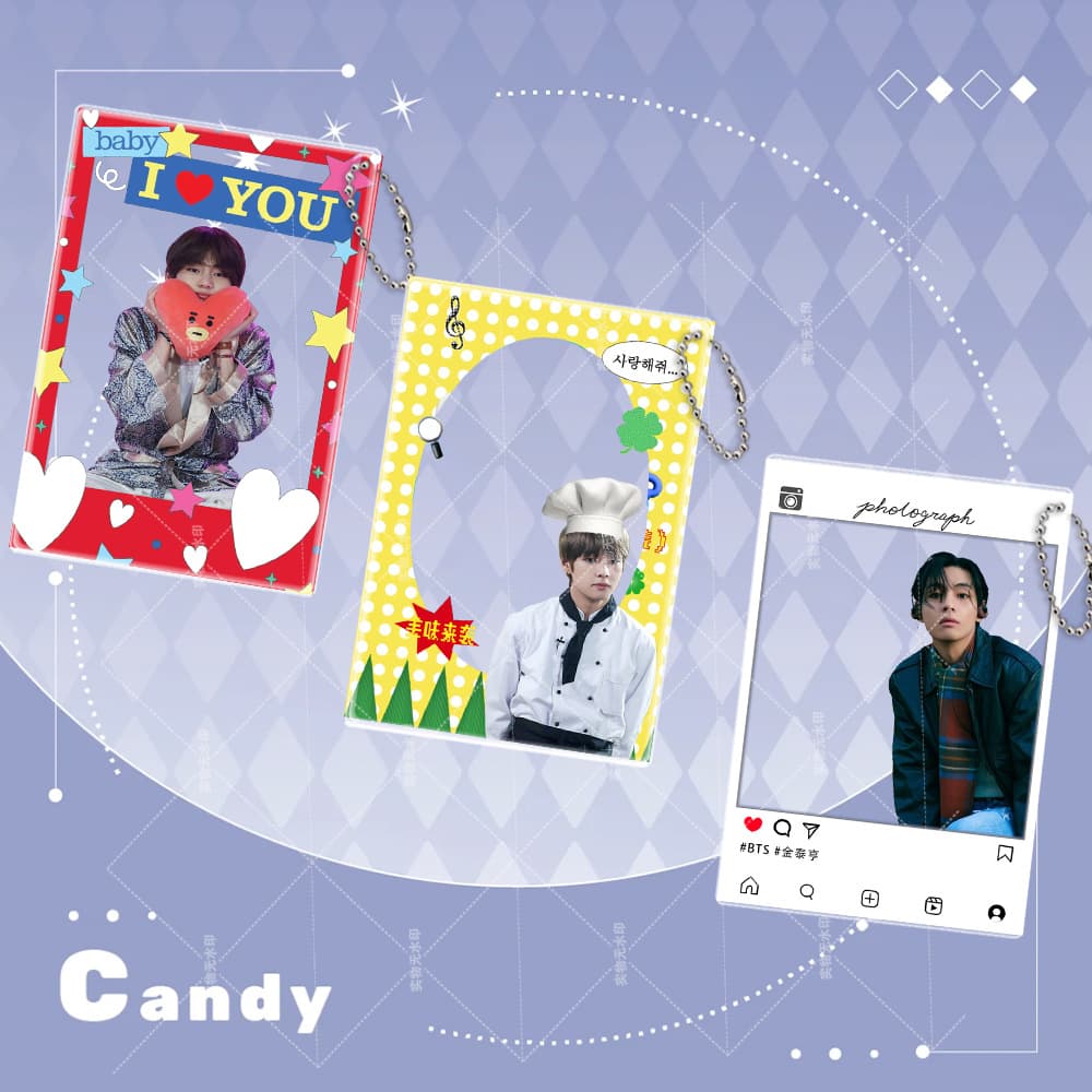 BTS V Taehyung Acrylic Clear Photo Card Fan Support Merchandise High-Definition Transparent Photo Card for Photos, Backpack Charm