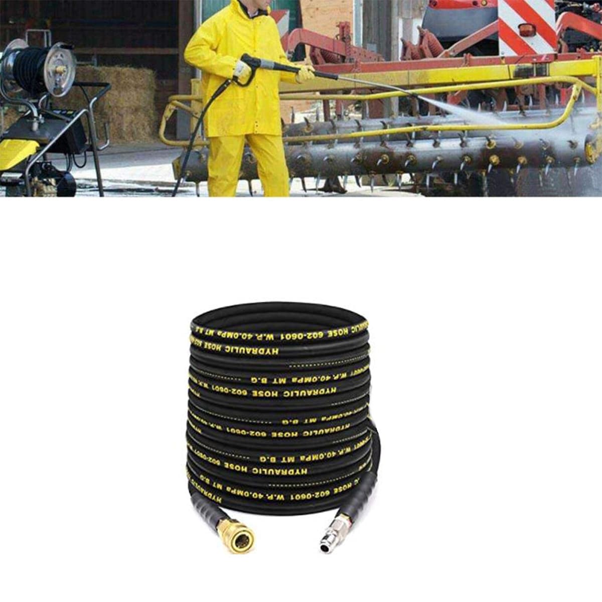 Washing Machine Hose - 1/4 Inch High Pressure Cleaning Hose 3/8 Inch Quick Connector 4200 PSI