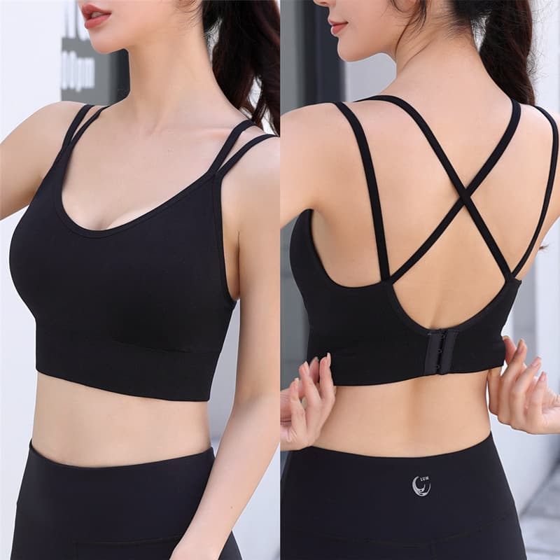 Hotobi Backless Sports Bra - One-piece Shockproof Fitness Vest Style Fixed Cup High-strength Push-up Sports Bra