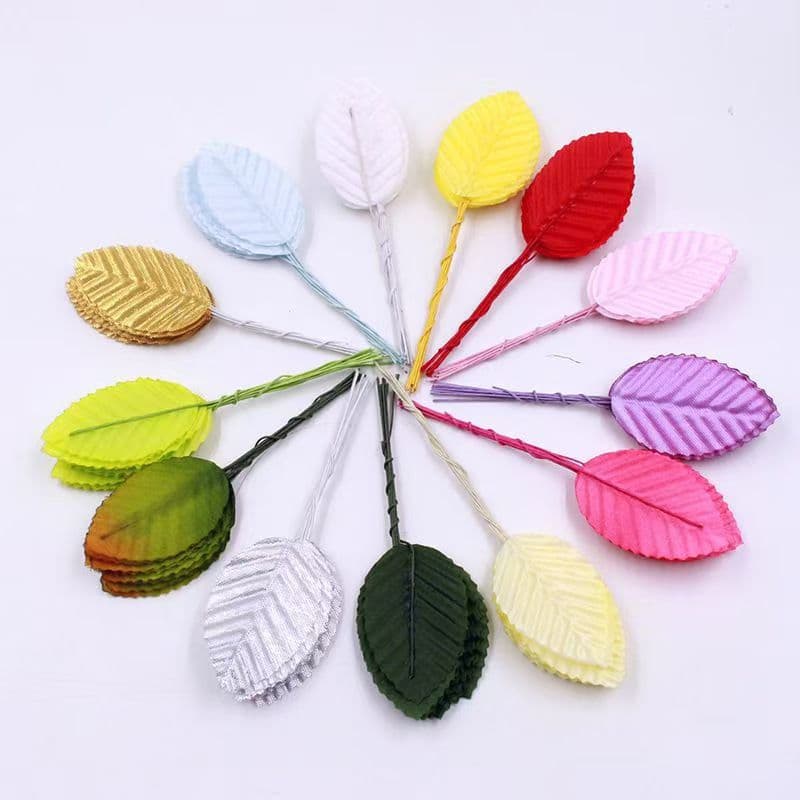 Factory Direct Artificial Flower Leaves, Rose-Colored Faux Silk Flower Leaves for Candy Box Decoration and Green Plant Accessories
