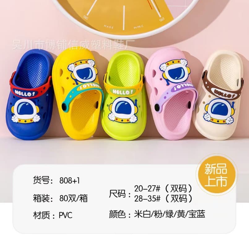 2024 New PVC Children's Slippers Boys Girls Summer Indoor Anti-Slip Beach Covered Hole Sandals Kids Casual Slippers