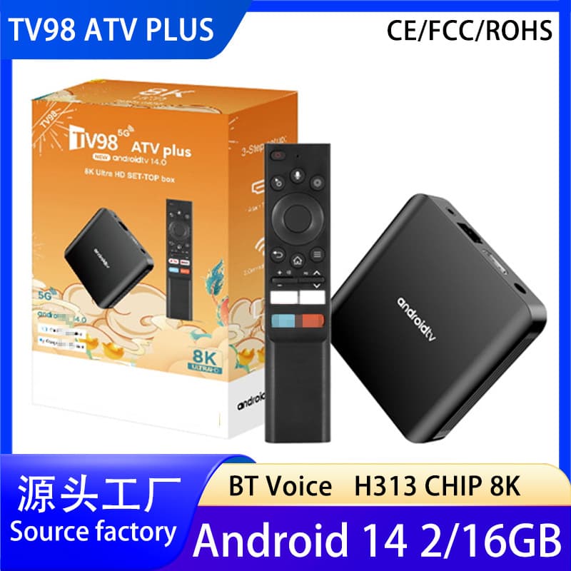 TV98 ATV PLUS Allwinner H313 TV Box Android 14 4K Streaming Media Player