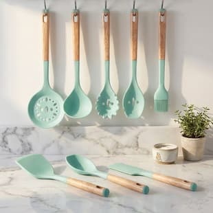 Beech Wood Handle Silicone Spatula Home Cooking Spatula Non-Stick Pan Special Soup Spoon Slotted Spoon Rice Spoon Kitchen Utensil Set
