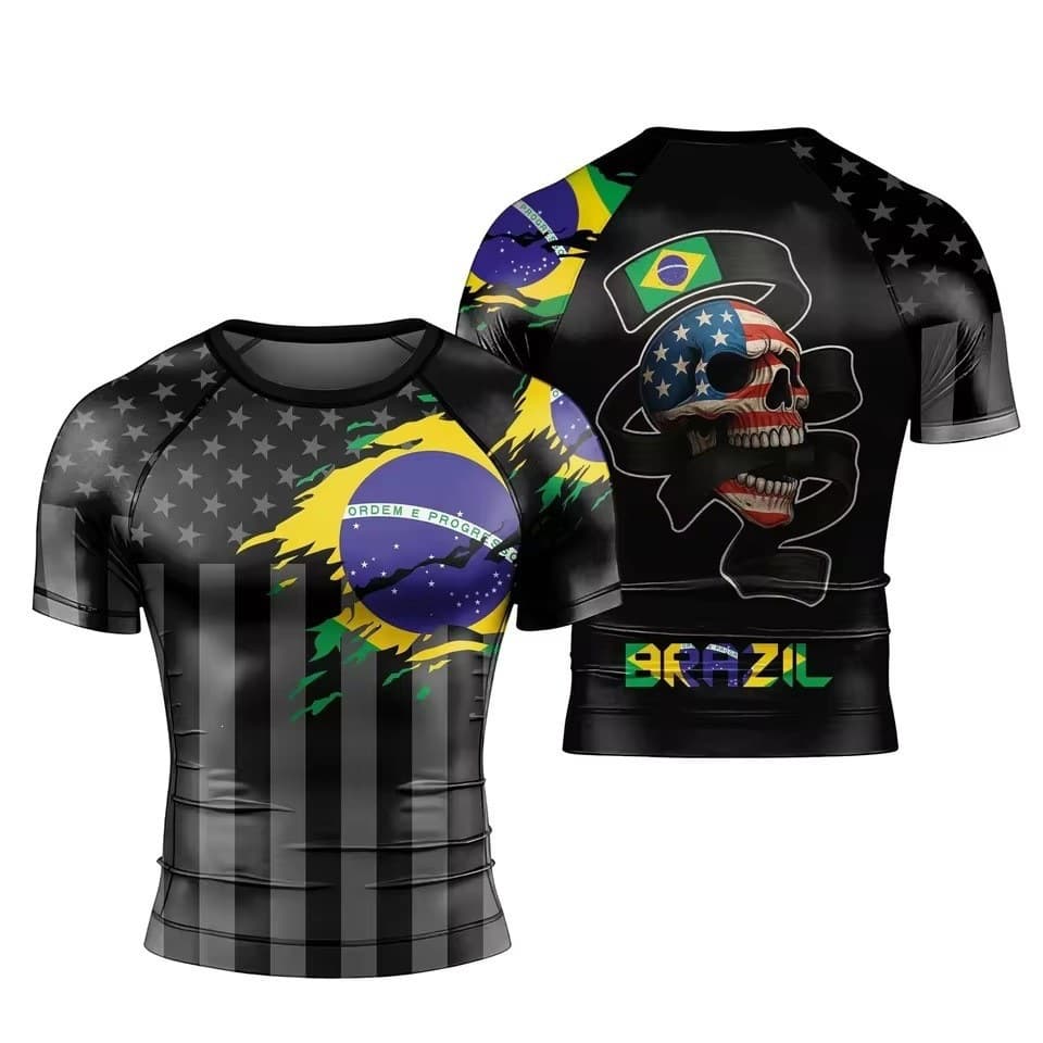 2026 Style Brazilian Jiu-Jitsu Men's Jiu-Jitsu T-Shirt Short Sleeve Combat Sports Top Fitness Gym Training Gear