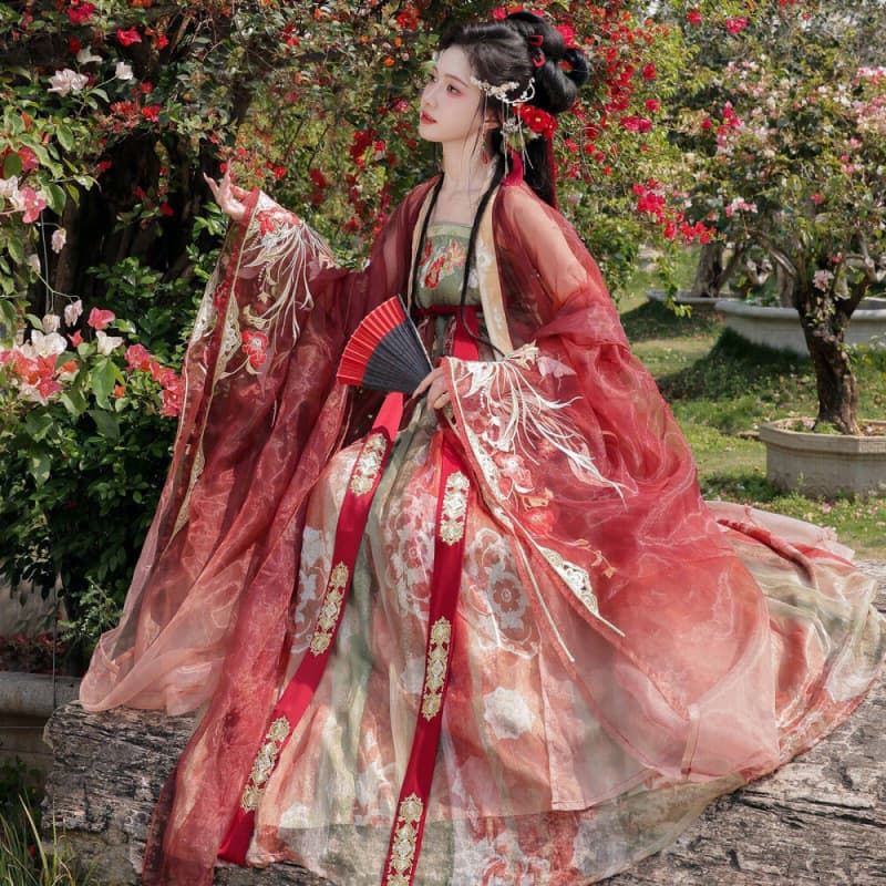 New [Zanhong] Original Hanfu Women's Tang-Style Qixiong Skirt Gradient Embroidery Large Sleeve Shirt Fairy Daily Spring/Summer Style