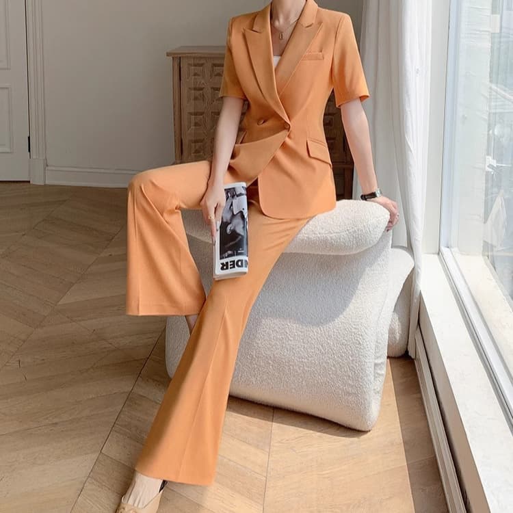 Textured Suit Set for Women 2025 New Summer Thin Fashion Street Commute Short-Sleeve Blazer Professional Women's Suit