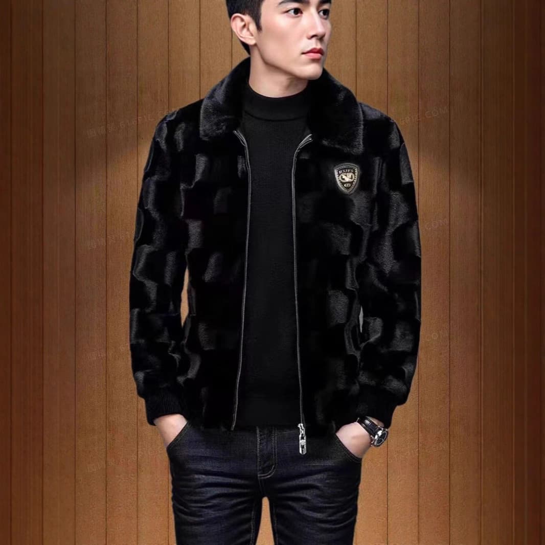 Winter Thickened Warm Mink Outwear New Imitation Fur Men's Golden Mink Velvet Handsome Outwear Lapel Jacket Men's Clothing