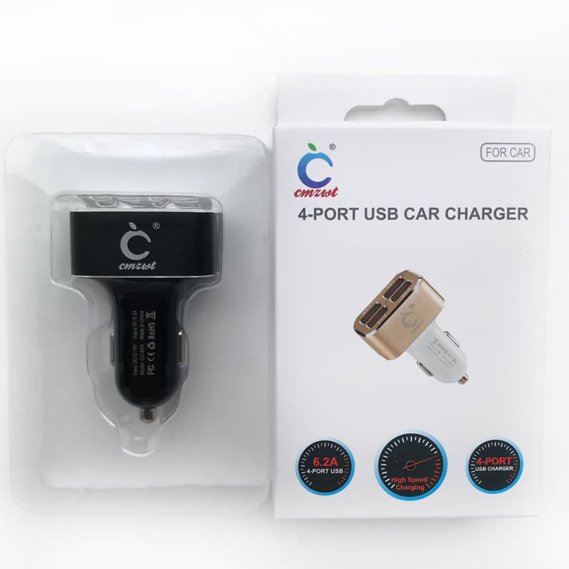 New car mobile phone charger 4USB fast charging car charger one to four aluminum alloy plastic