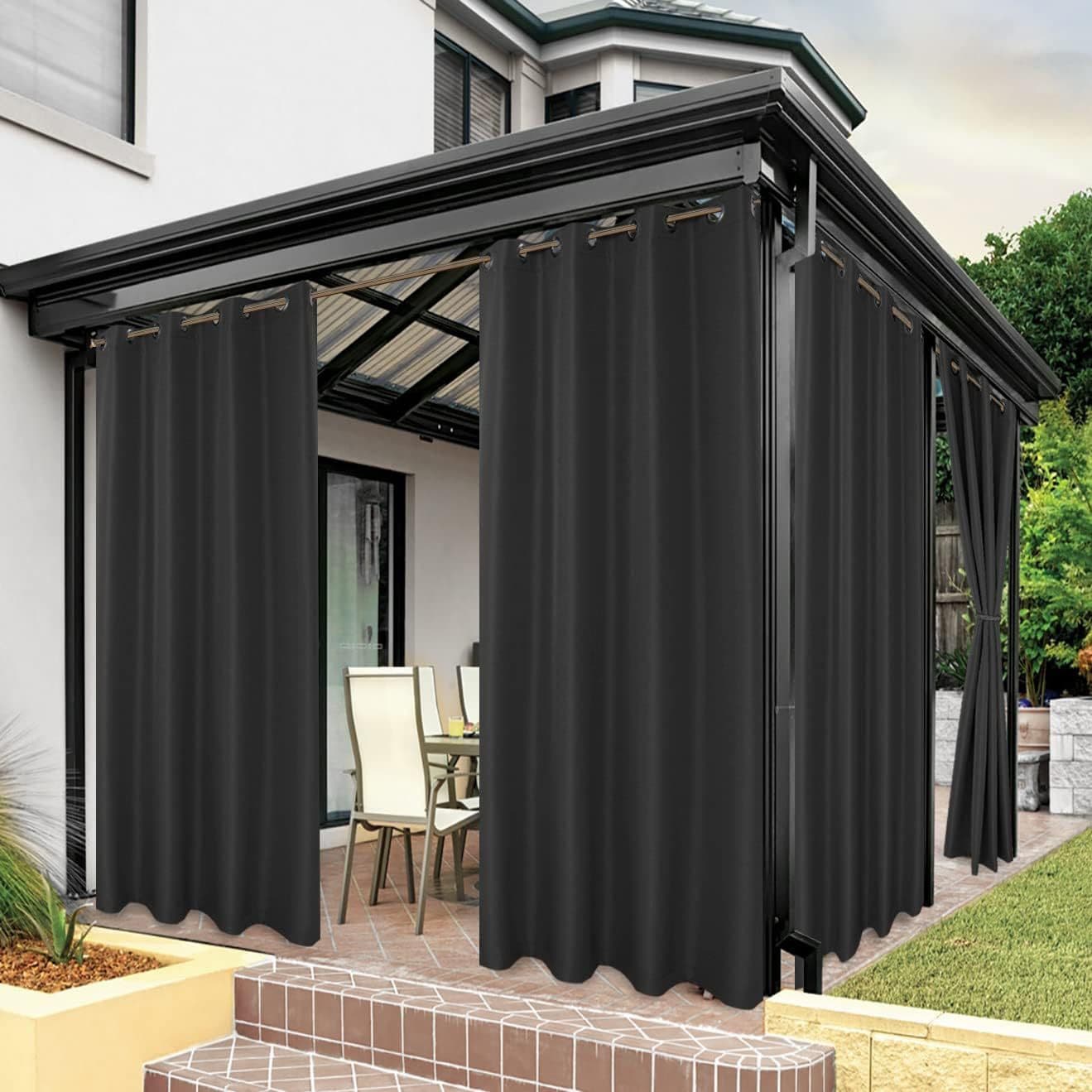 In Stock Outdoor Waterproof Curtains Patio Porch Gazebo Light Filtering Privacy Grommet Patio Indoor Curtains Amazon