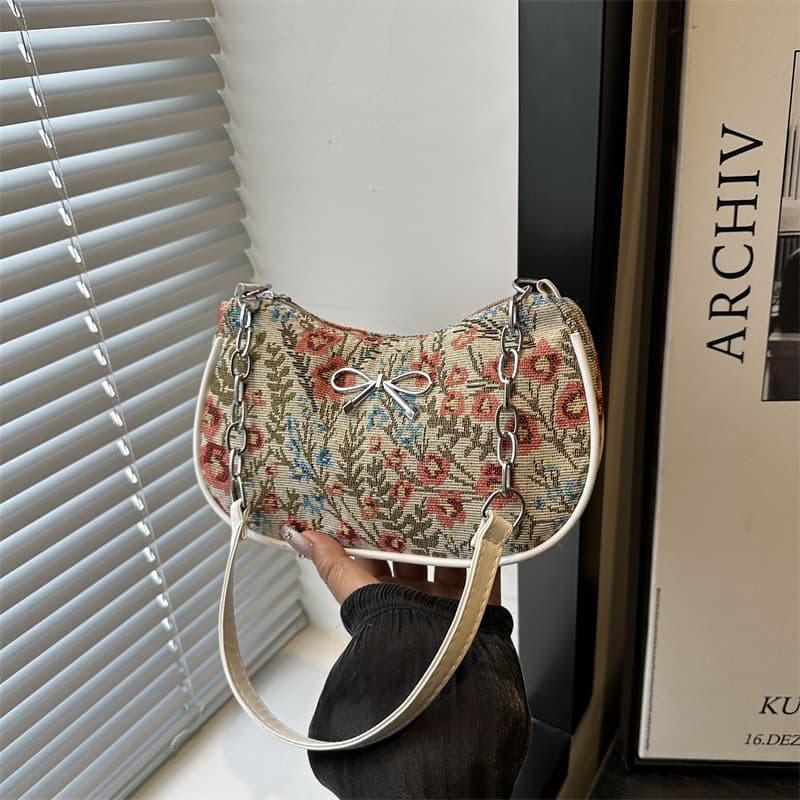 Casual Simple Crossbody Bag 2025 Summer New Print Trendy Fabric Women's Bag Stylish Ins Shoulder Bag