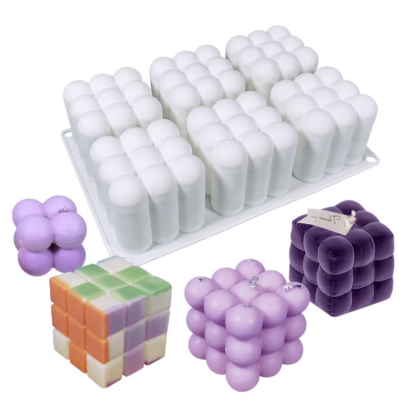 3x3 Cube Silicone Mold DIY Sphere Aromatherapy Candle Grinding Tool Creative Baking Mousse Cake Mold for Kitchen Dining