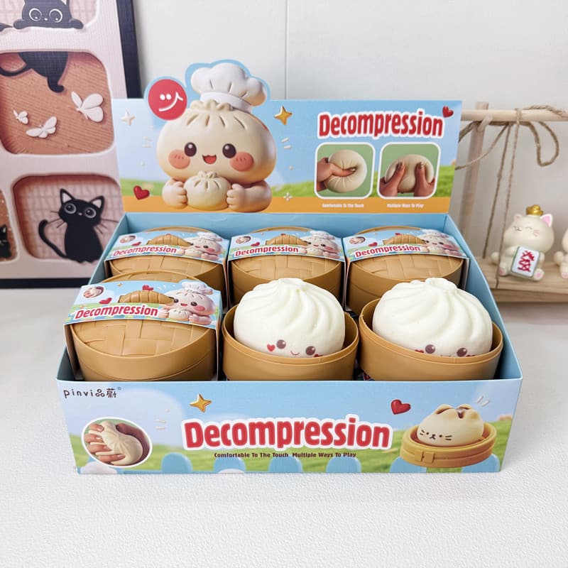 New decompression steamed stuffed bun food toy simulation steamed stuffed bun pinching music slow rebound decompression toy student vent artifact gift