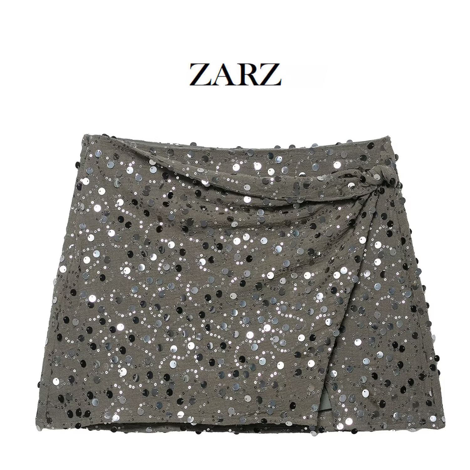 ZARZ Self-Made European-American Style New Women's Fashion Versatile Sequin-Embellished Double-Breasted Mini Skirt 7969226