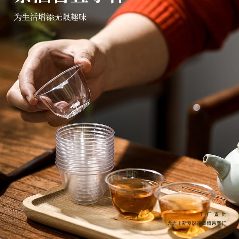 Heat-resistant disposable Gongfu tea small cups, thickened hard plastic drinking tea and beverage cups, airline cups.