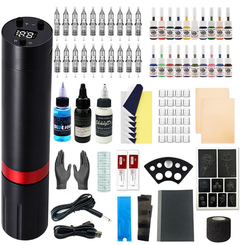 Wireless Aluminum Alloy Tattoo Pen Kit Full Set Tattoo Pen Motor Machine Set Tattoo Tools Beginner Tattoo Kit