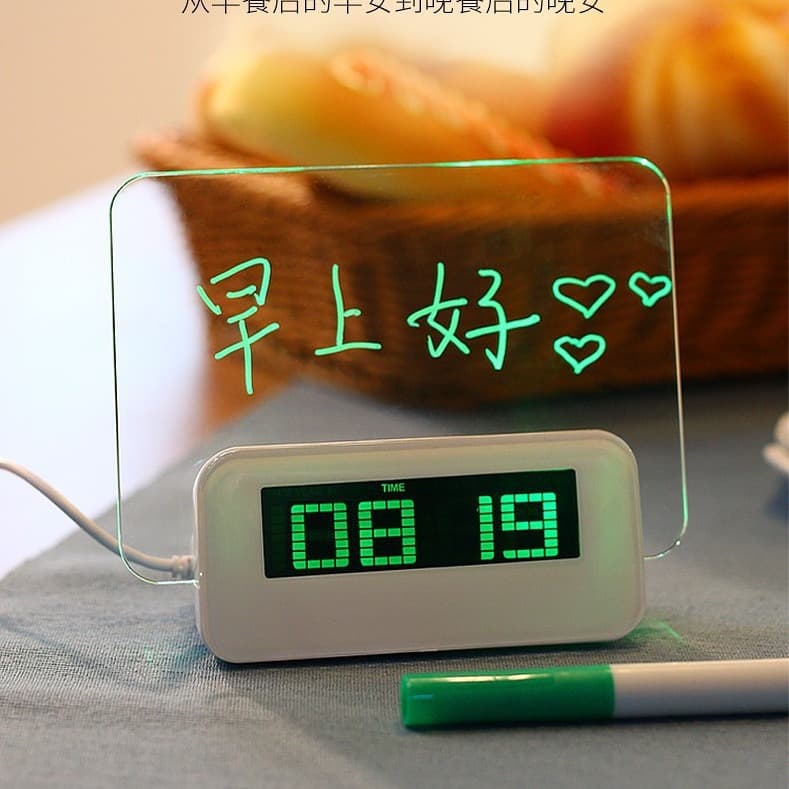 LED fluorescent message board alarm clock luminous sensor smart clock lazy student music alarm clock alarm clock