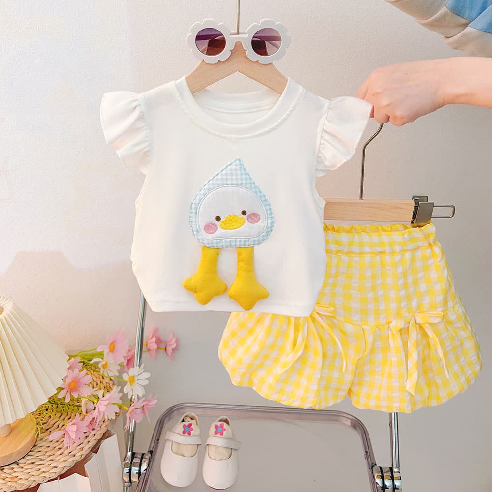 Live supply of little girl sweet summer suit 2026 new baby girl princess short-sleeved clothes foreign trade wholesale