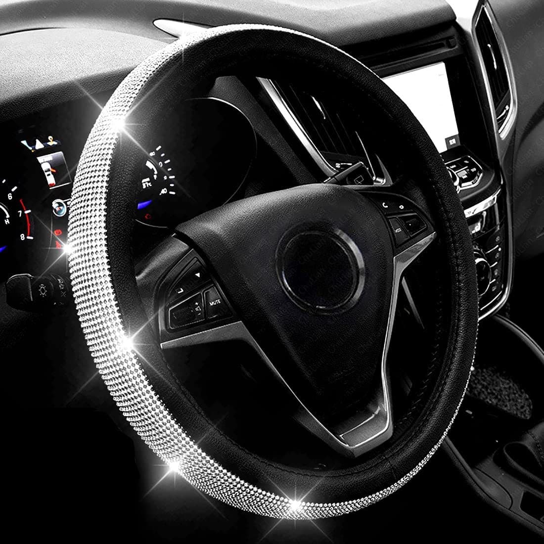 Car Steering Wheel Cover, Hot Selling Cross-Border, Anti-Slip, Universal Fit, Rhinestone-Embedded, for Women