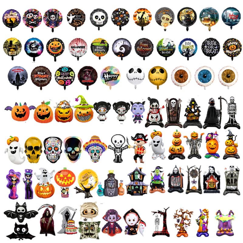 Cross-border new large Halloween large standing balloon Death Pumpkin Skull Aluminum Film Balloon Decoration Arrangement Balloon
