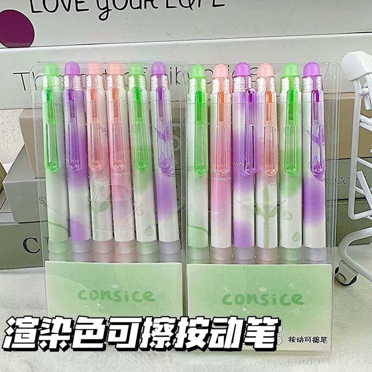 Press-To-Erase Gel Pen, Easy-To-Erase 0.5mm St Tip, Blue Cartoon Heat Erasable Student Stationery Wholesale