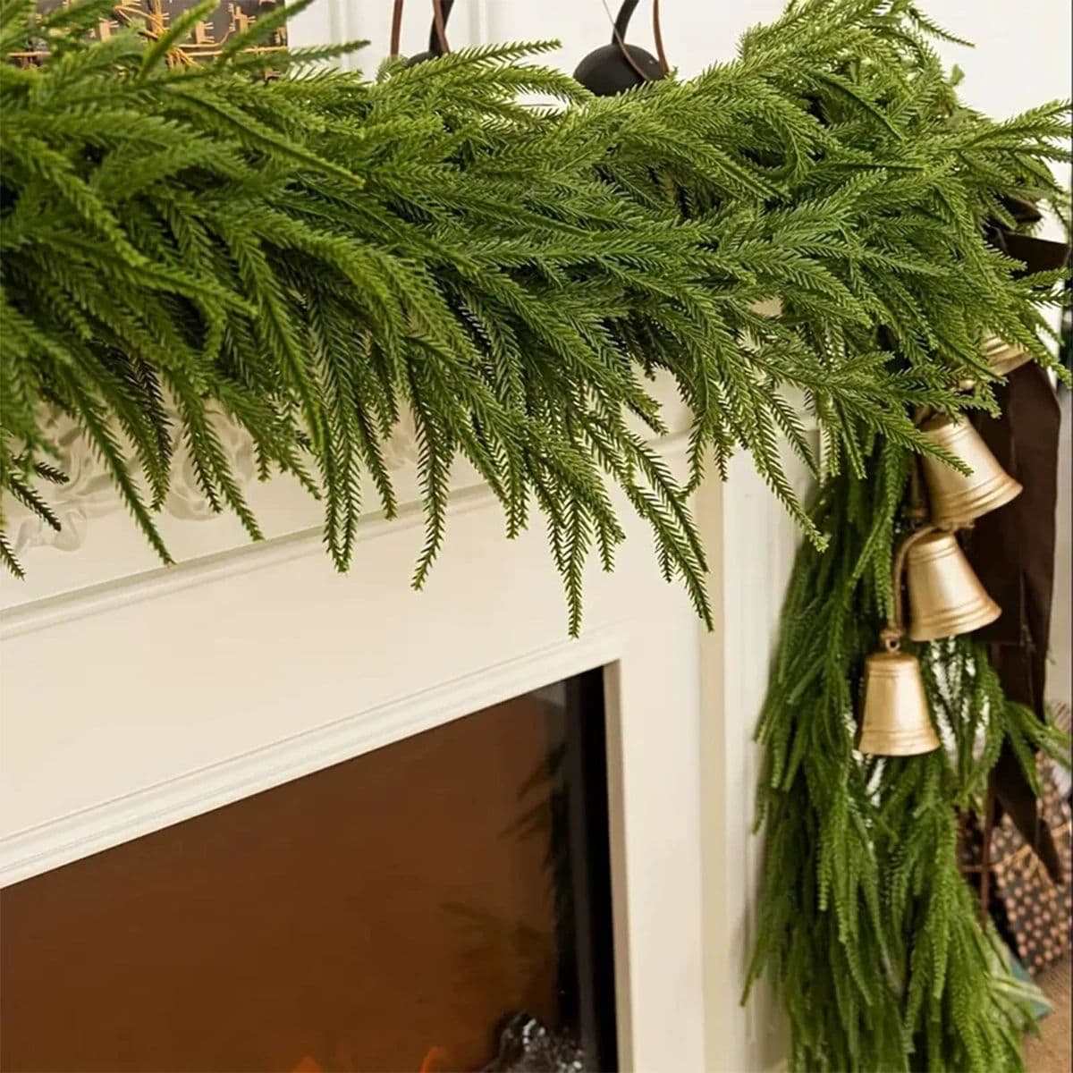 Artificial Vine Christmas Decoration Pine Needle Wreath Soft Touch Christmas Vine Faux Greenery Home Decor
