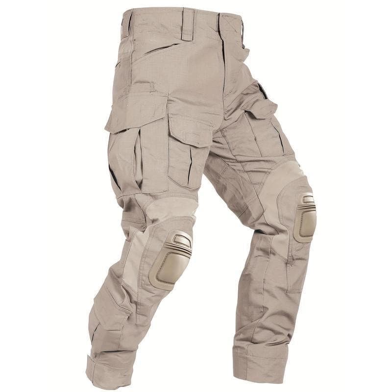 Men's Camouflage Tactical Pants with Knee Pads, Multi-Pocket, Comfortable Slim Fit, Camo Cargo Pants, Cross-Border Stock, Solid Color