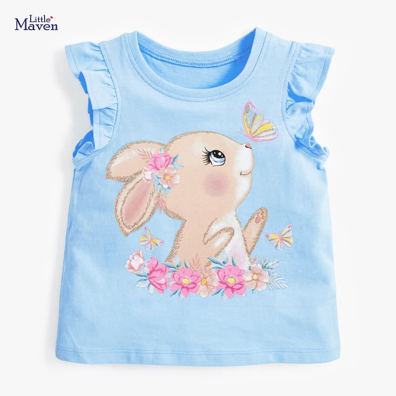Little Maven children's t-shirt, European and American style, new summer style, girls' t-shirt, knitted cute cotton base layer.