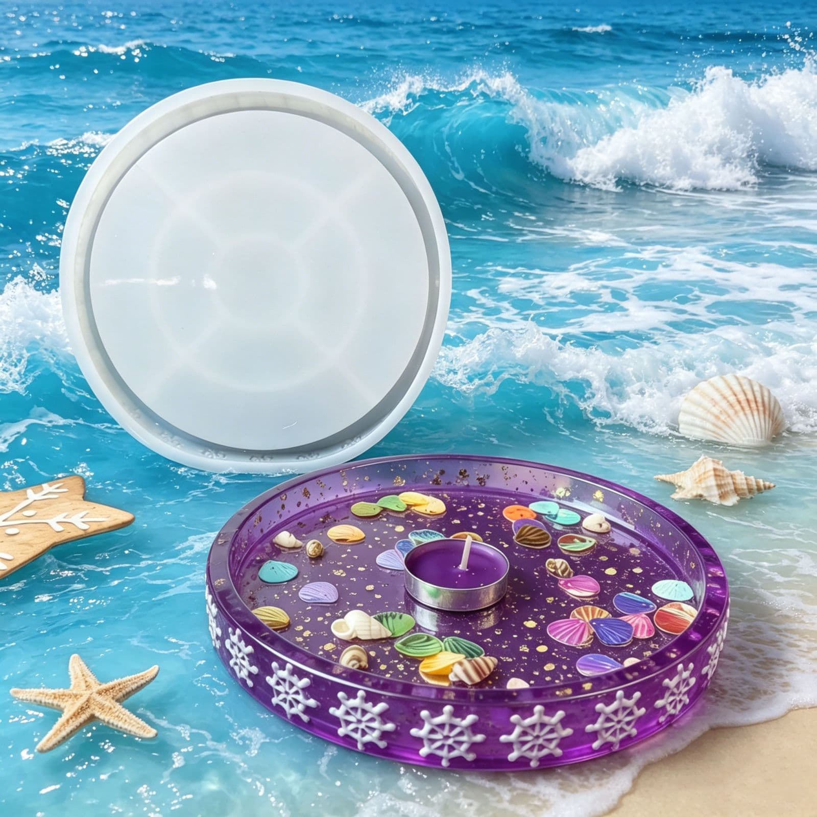 S2859 Round rudder tray decorative cement plaster mold DIY silicone mold