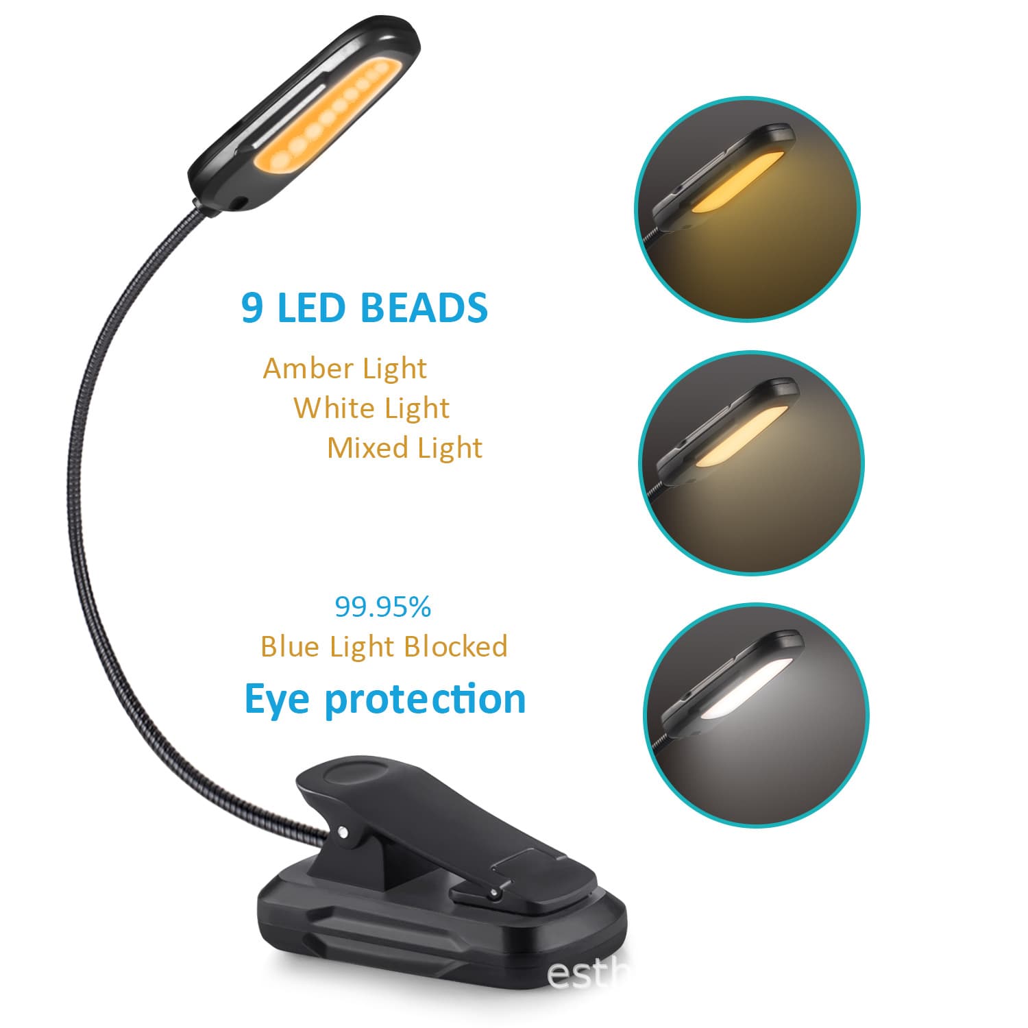 Creative Desk Lamp Reading Clip Light Reading Light Study Book Light Small Desk Lamp Type-C Charging Music Stand Light Book Light