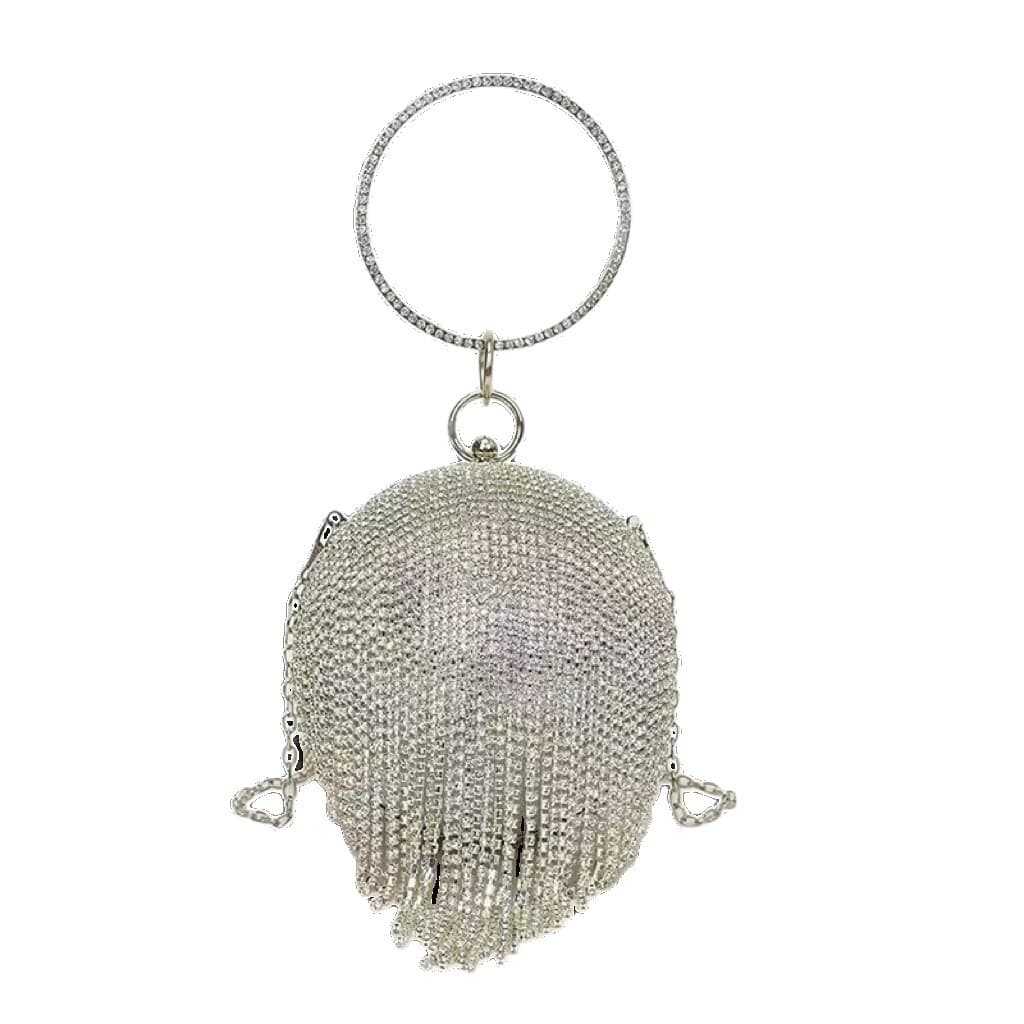 2025 New Rhinestone Clutch Bag Versatile Fashion Spherical Handle Ring Bag Evening Bag Annual Party Bag Women's Bag