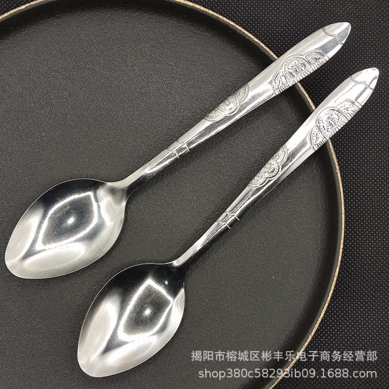 410 Stainless Steel Spoon Household Soup Ladle Long Handle Heavy-duty Creative Korean-style Dining Spoon Butterfly Spoon Watermelon Spoon