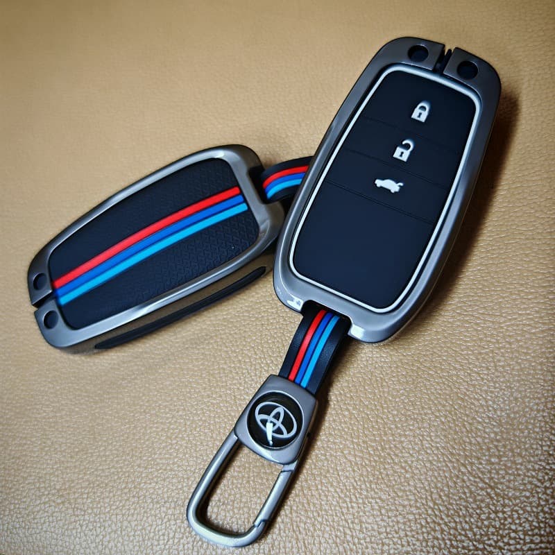 Compatible with Toyota Alphard Key Case 2021 Crown Vellfire Highlander Car Keychain Metal Shell Cross-border
