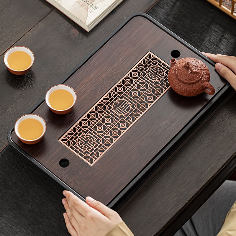 Tea tray, small household drainer, dual-purpose tea set tray, bamboo tea sea, light luxury and simple dry brewing table