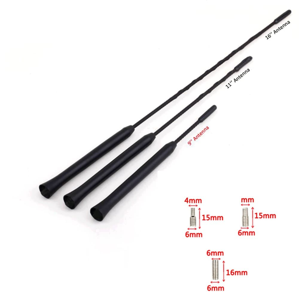 Universal Car Roof Radio Antenna 9-11-16 Inch AM/FM Modification Antenna Rod with 3 Screws