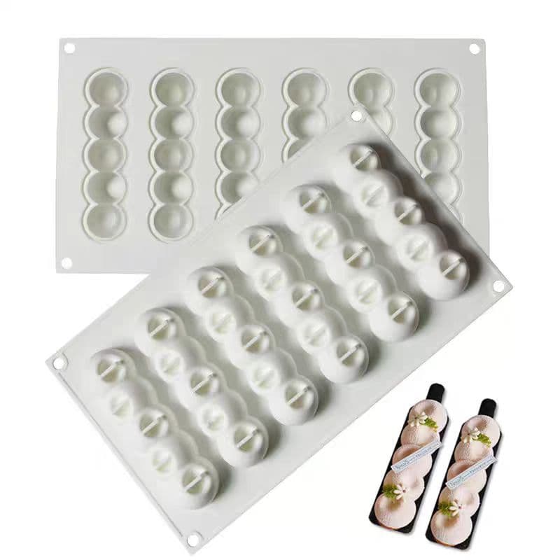 6-Cavity Dimpled Wax Bottle Gummy Mousse Silicone Mold French Pastry Dessert Long Strip Cake Baking Mold