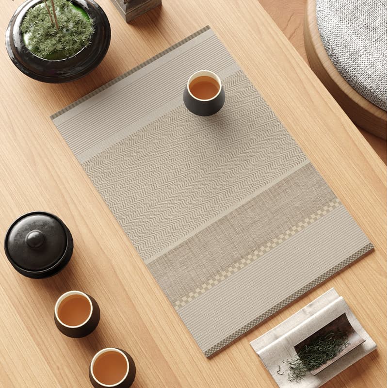 Japanese-Style Light Luxury Tea Table Absorbent Heat-Resistant Non-Slip Diatomaceous Earth Tea Mat Kitchen Draining Mat Line-Patterned Western-Style Placemat
