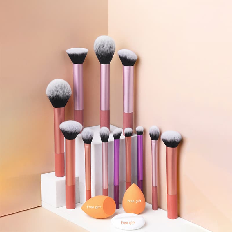 12 Long Handle Makeup Brush Set, 8 Multi-Color Long Handle Makeup Brushes, 10 Short Handle Makeup Brushes