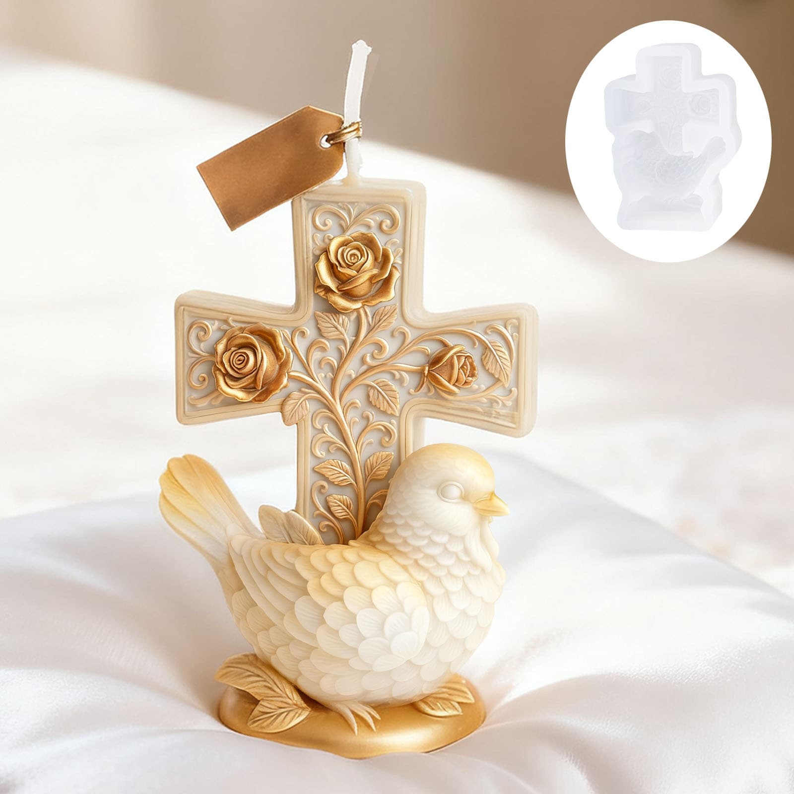 Sanxin Cross Dove Rose Silicone Mold DIY Handmade Aromatherapy Stone Ornament Scented Candle Silicone Mold