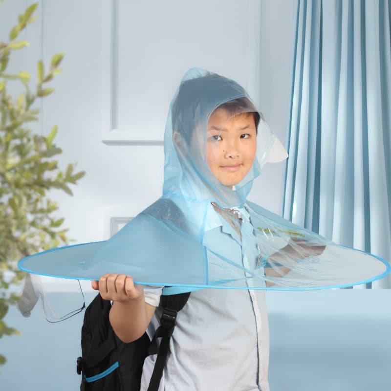 [Xinyiqi] Children's UFO Raincoat, Head-Worn Cape Umbrella Hat, Foldable, Handle-Free, Ribless Portable Cap Umbrella