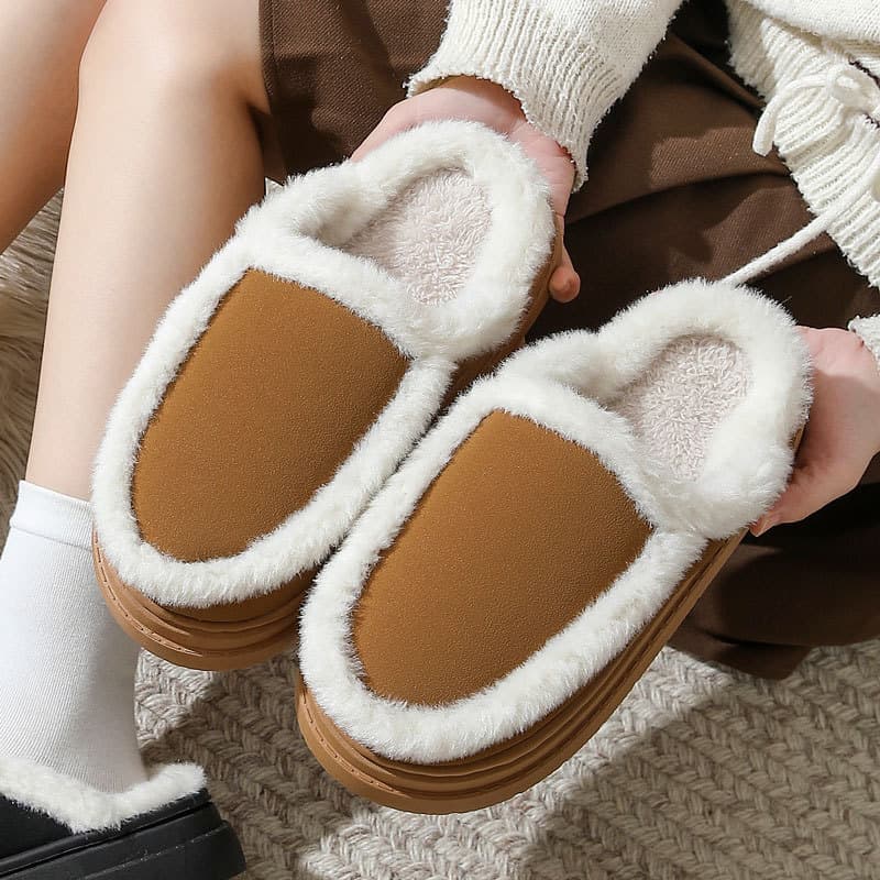 Cross-border Hot-Selling Couple Thick Sole Anti-Slip Indoor Cotton Slippers Home Wholesale Household Fluffy Warm Slippers Autumn/Winter Women