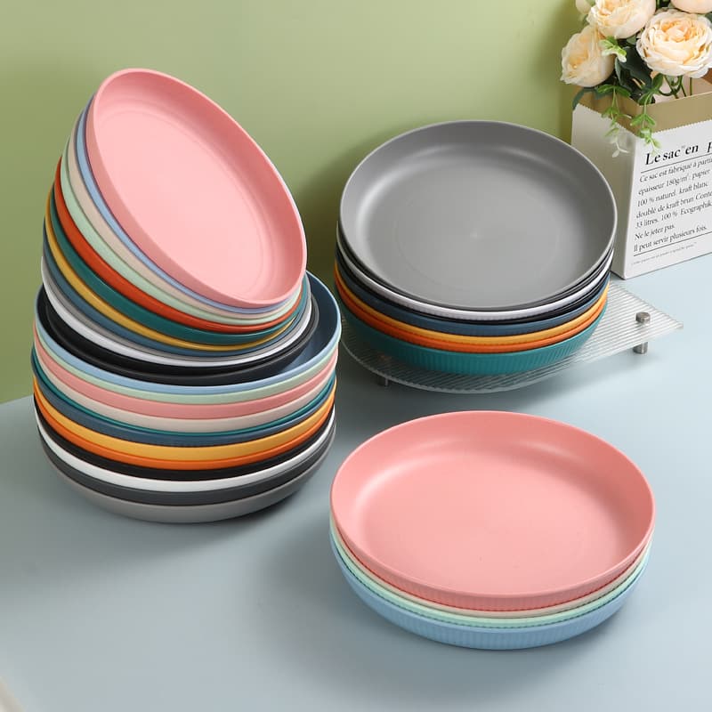 Wheat Straw Plate Creative Plastic Fruit Plate Snack Plate Nut Dish High Appearance Level for Home, Cafeteria, and Commercial Use